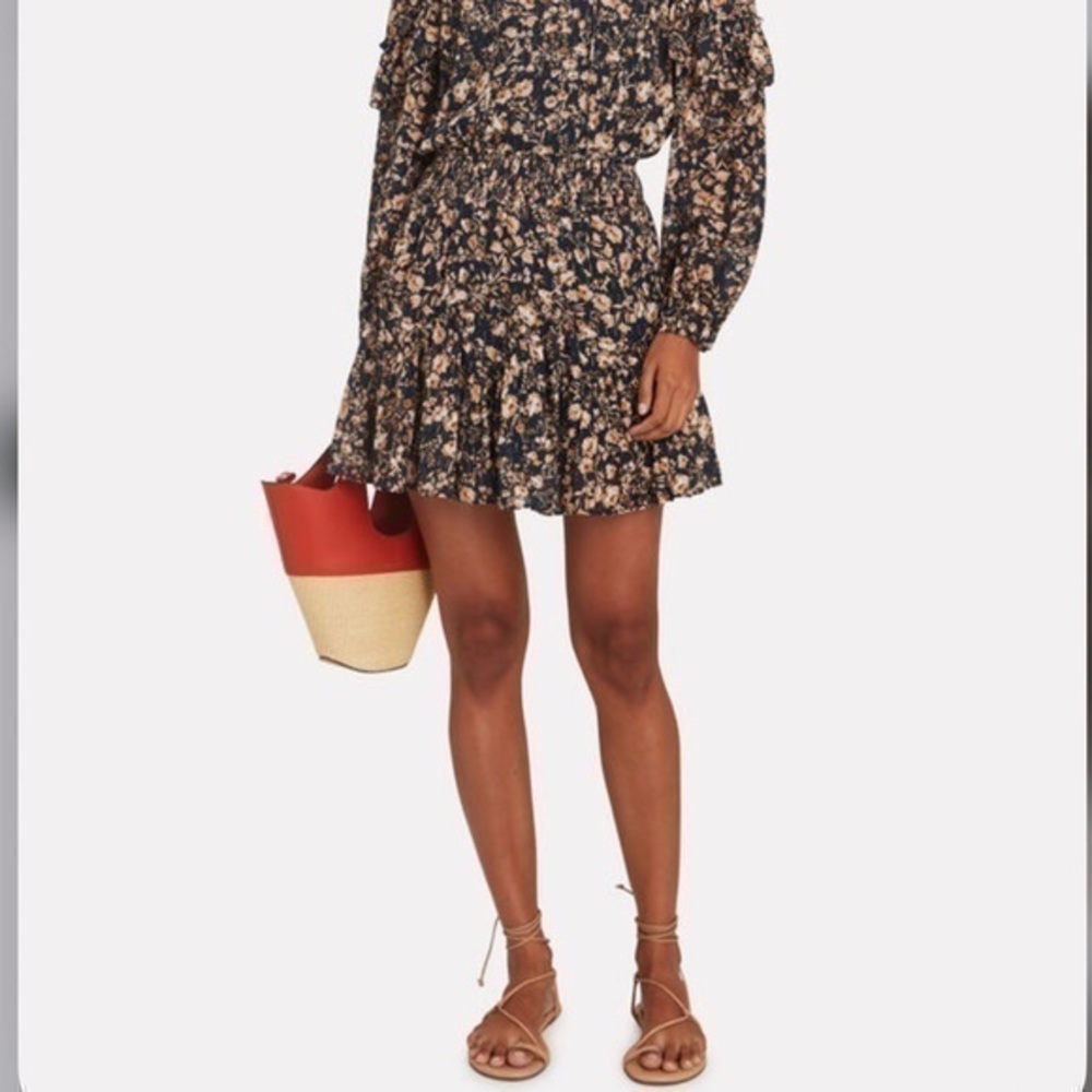Intermix Yvonne Silk Floral Smocked Mini Skirt S